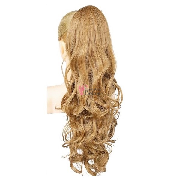 Extensie de par coada tip Mesa usor ondulata cu elastic de 56 cm Blond Auriu 39023